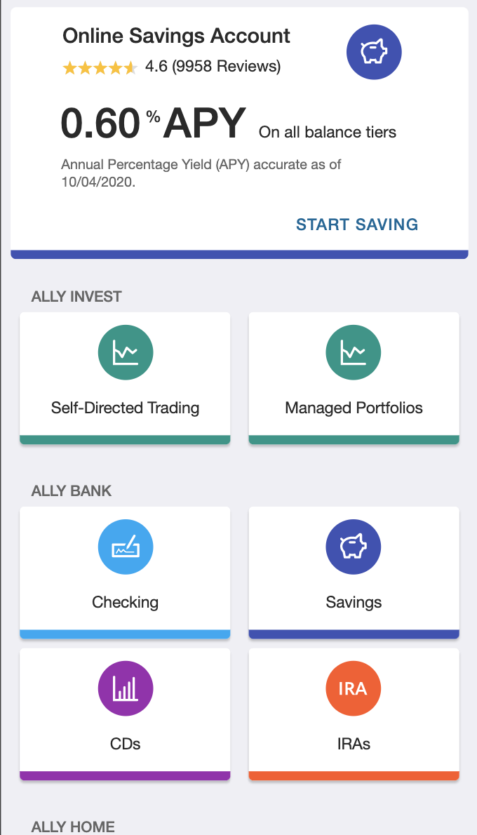 android app explore products and rates page