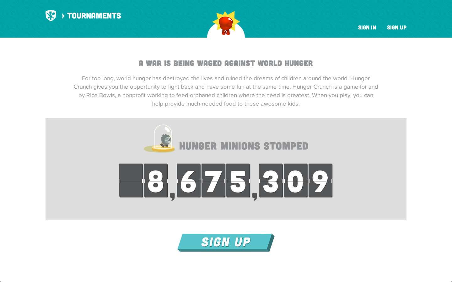 hunger crunch website screen capture