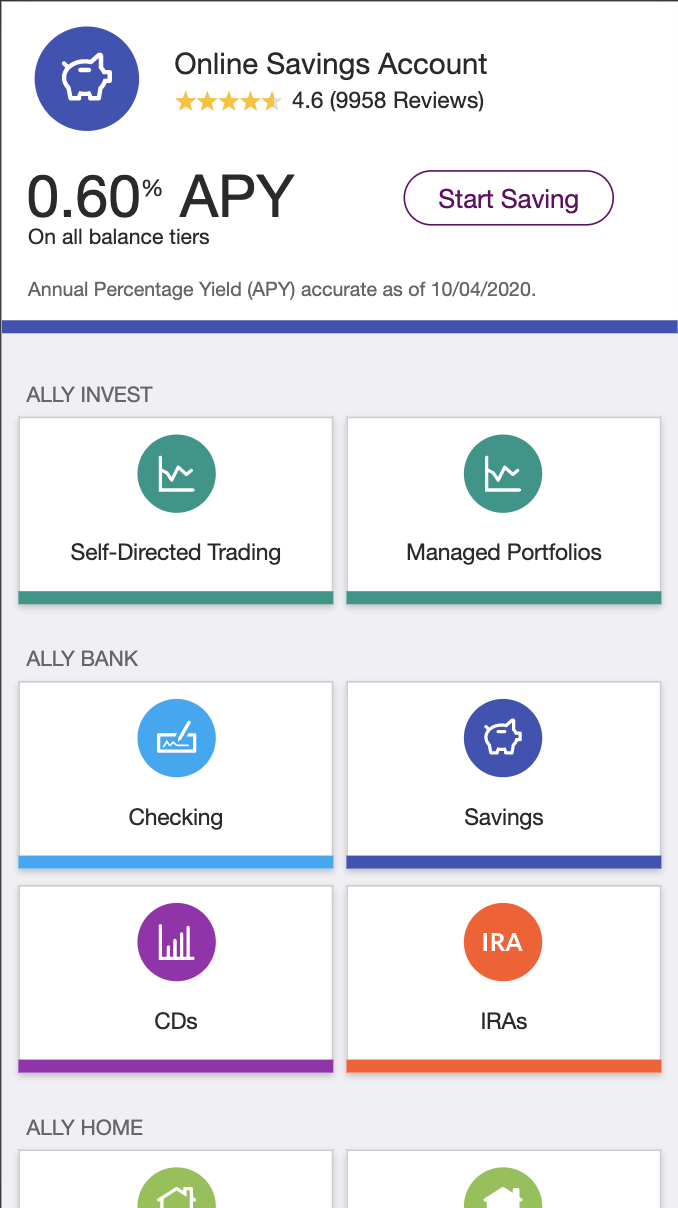 ios app explore products and rates page